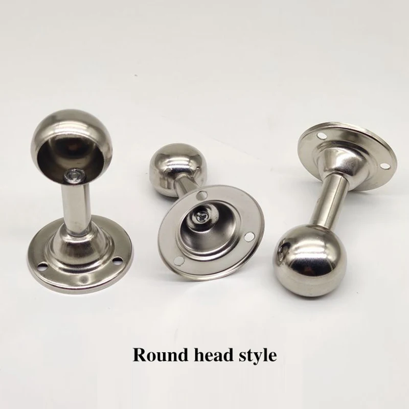 Stainless Steel Round Head Seat Towel Seat  Clothes Hanger Shower Curtain Wardrobe Crossbar Pipe Seat Fixed Base Accessories