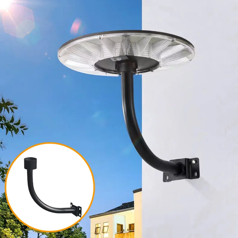 Galvanized Steel Lamp Arm Bracket 76mm, Outdoor Wall Mount Light Pole Holder, Heavy Duty Street Lamp Support for Courtyard/Light