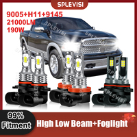 LED Car Headlight Kit 9005+H11+9145 High Beam Low Beam Foglight 360 Degree Beam Kit For Dodge RAM 1500 2500 3500