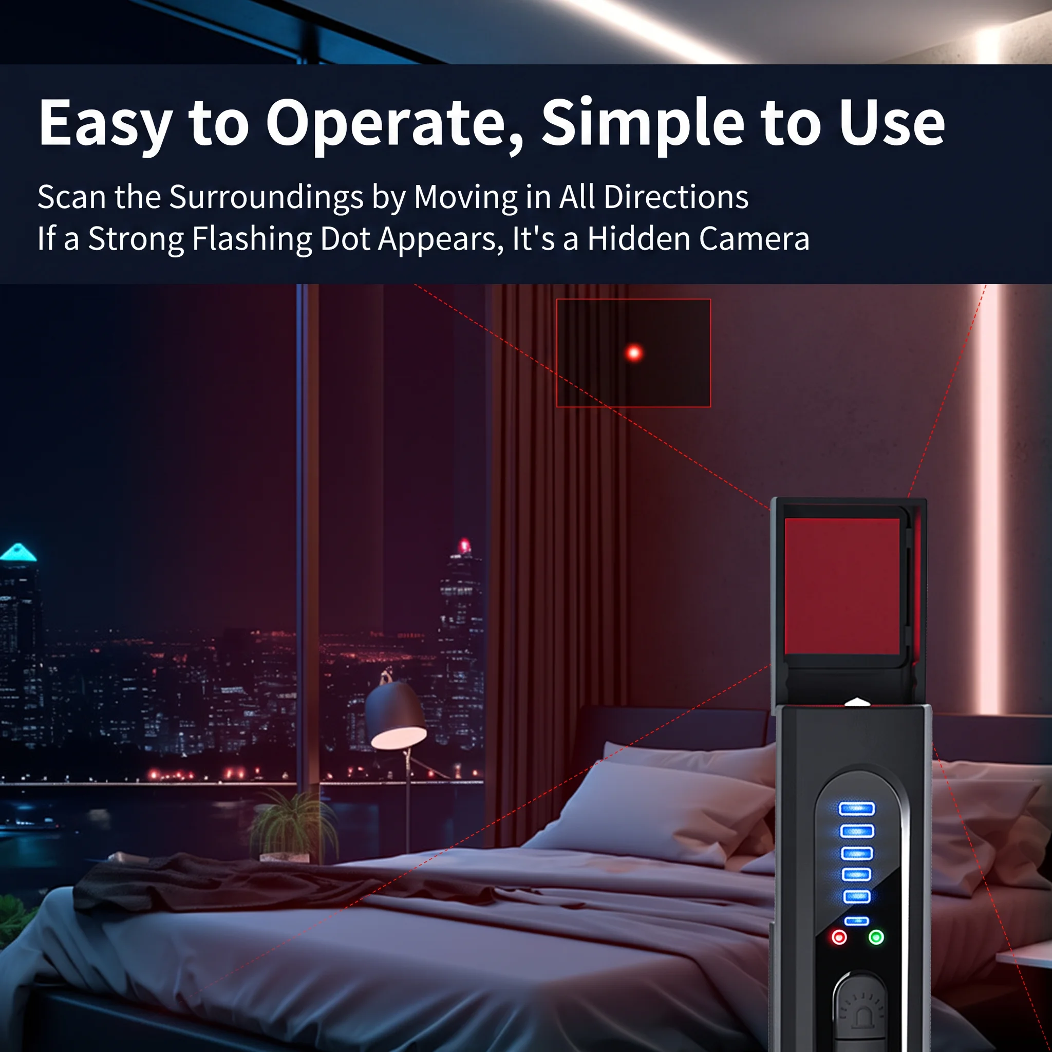 6-in-1 Anti-Spy Hidden Camera Detector GPS Tracker Finder RF Signal Eavesdropping Device Scanner for Hotel Travel Privacy