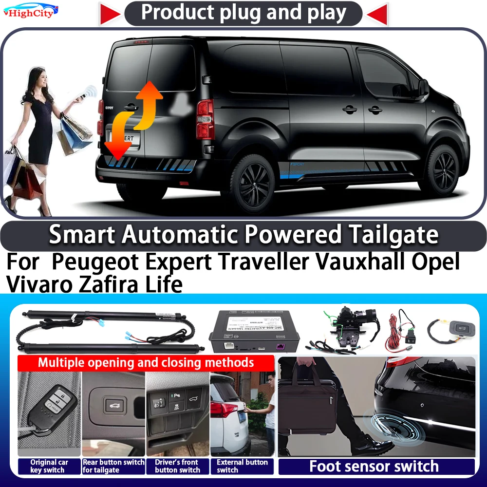 For Peugeot Expert Traveller Vauxhall Opel Vivaro Zafira Life Smart Automatic Powered Tailgate Key Lift Close Kit Power Tailgate