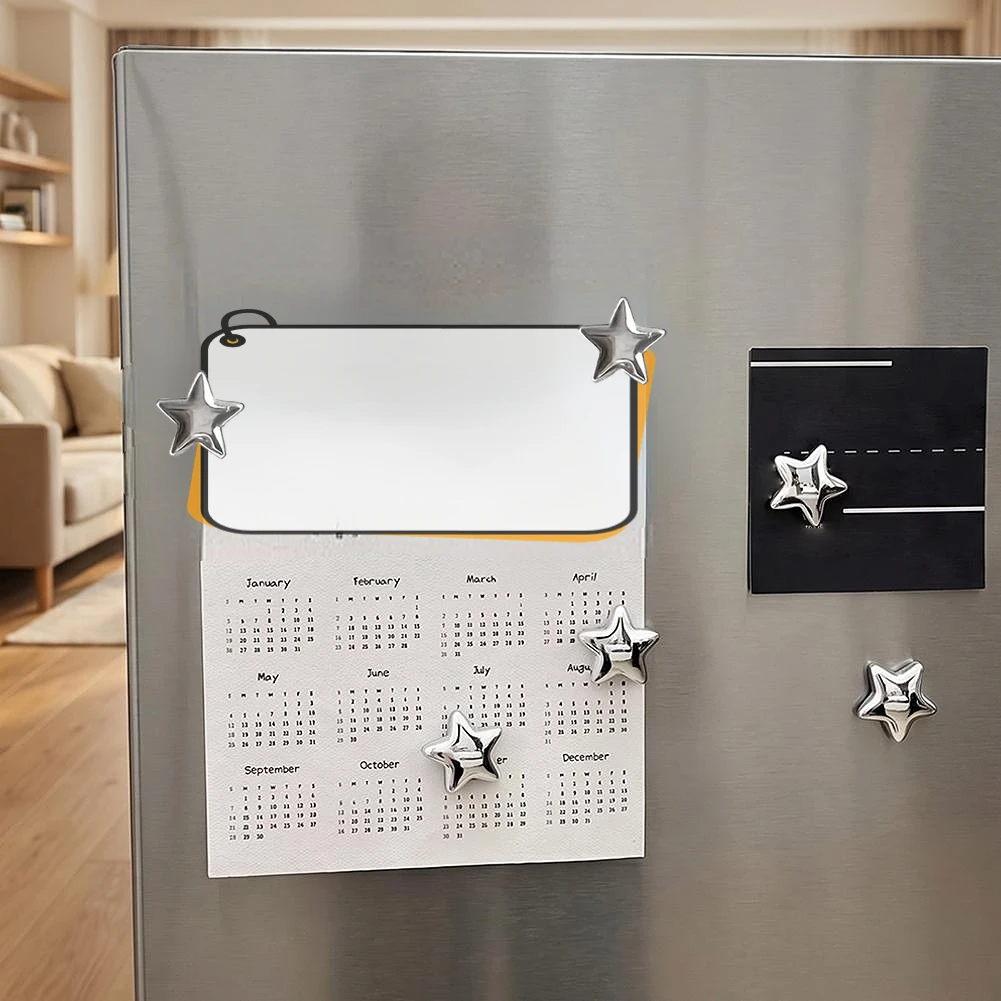10/20Pcs Silver Star Refrigerator Magnet Sticker Cute Star Shape Magnetic Sticker For Photo Wall Door Fridge Surface Decoration