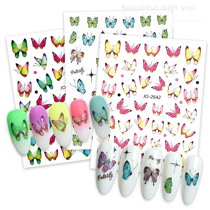 

3D Craft Butterfly Nail Art Sticker Ultra-thin Slider Decoration Transparent Decals Colorful Self Adhesive Sticker