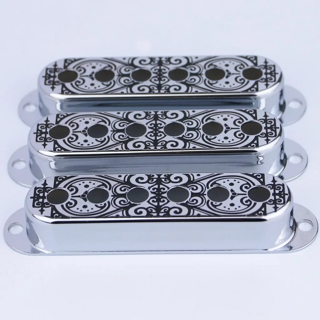 3pcs Single Coil Guitar Pickup Copper Cover Pole Spacing 52mm Window Flower Surface