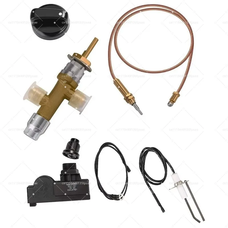 Low Pressure LPG Propane Safety Control Valve Kit Push Button Ignition for Fire Pit Fireplace Gas Grill Heater Replacement Parts