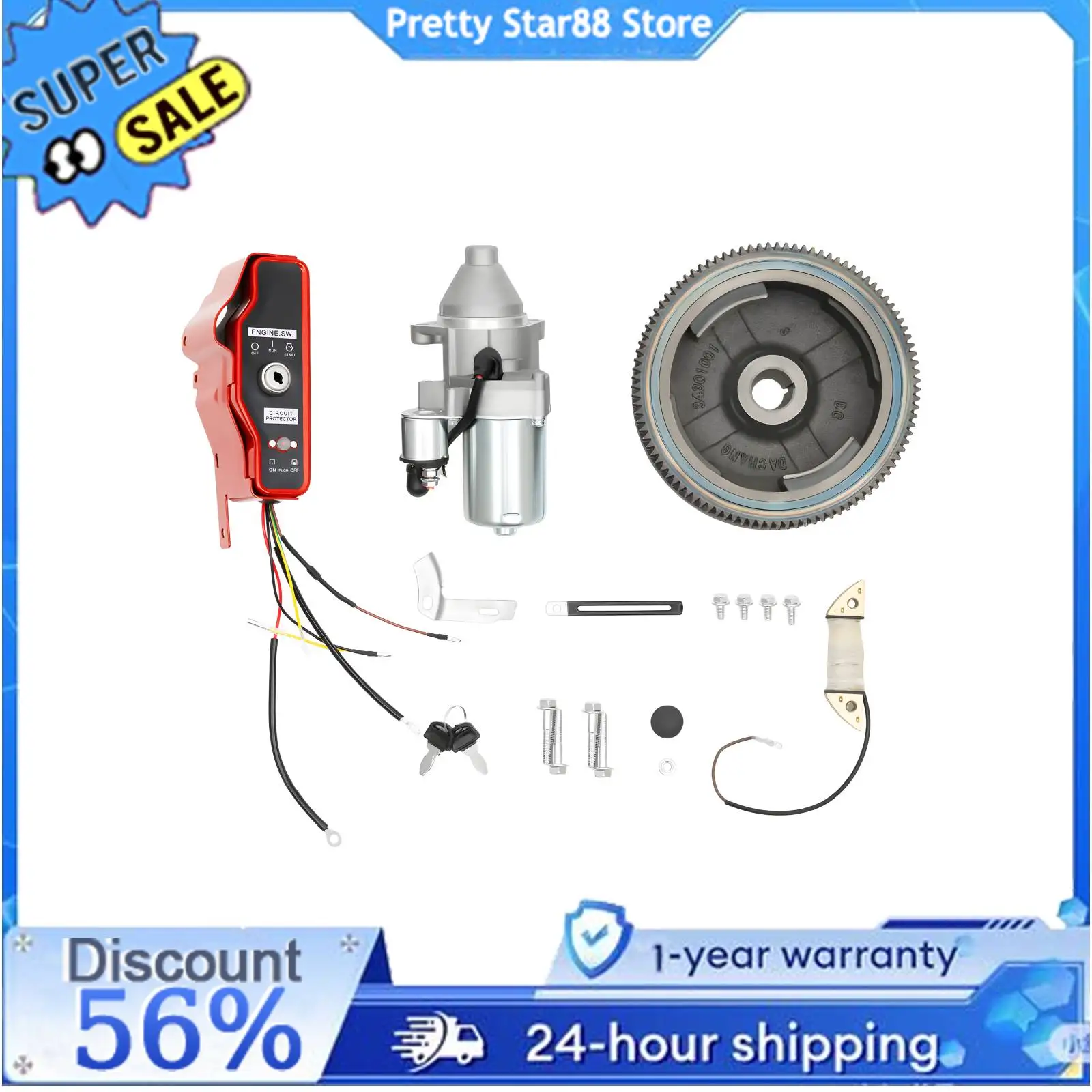

Anti-Rust Honda Gx390 Electric Start Kit Gx340 Flywheel Starter Motor Complete Accessories Easy to Install Convenient Tools