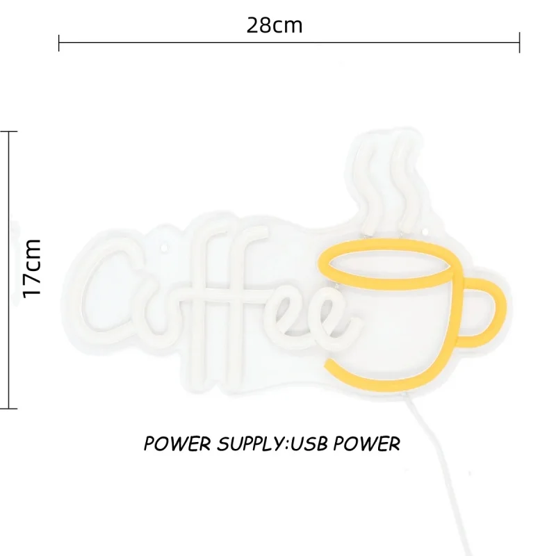 Coffee With Cup Neon Sign Custom LED Neon Light For Room Pub Club Milk Tea Coffee Shop Restaurant Wall Decoration USB Powered