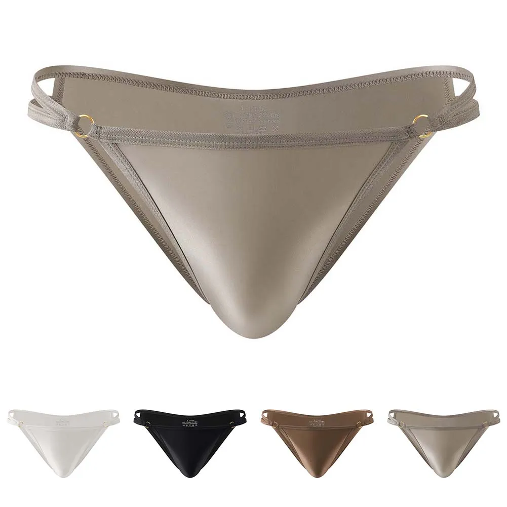 Men Sexy Ice Silk Briefs Underwear Shinny Satin Low Rise Briefs Half-Wrapped Buttocks Pouch Panties Underpant