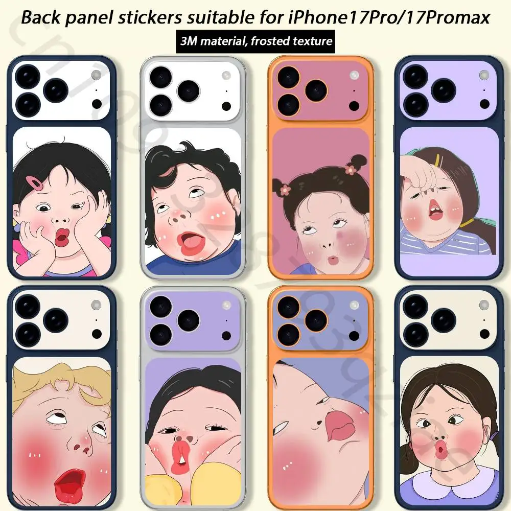 

Funny Cute Girl For iPhone 17 pro Max /17 pro Full Cover Decal Skin Wrap 3D Colorful Rear Protective Sticker Film