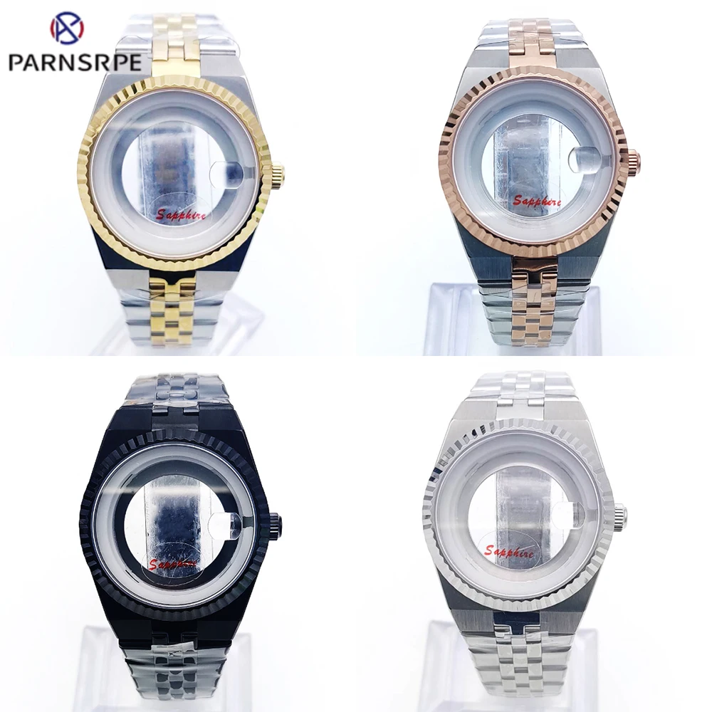 

40mm Silver/Black/Gold/RoseGold Land-Dweller Watch Case 316L Stainless Steel Fit NH35 Movement Sapphire Glass 50M Waterproof