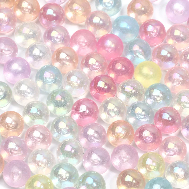 8mm 50pcs No Hole Transparent ABS Round Beads Loose Spacer Acrylic Beads for Jewelry Making DIY Bracelet Keychain Accessories