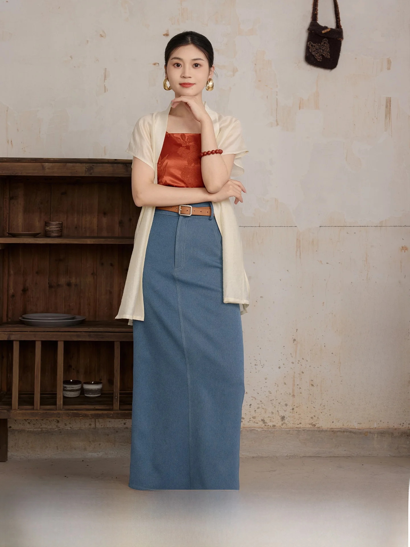 

Original Summer National Sle f Skirt Song Dynas Vest ort irt Women's Hanfu Commute Simulation Denim Skirt