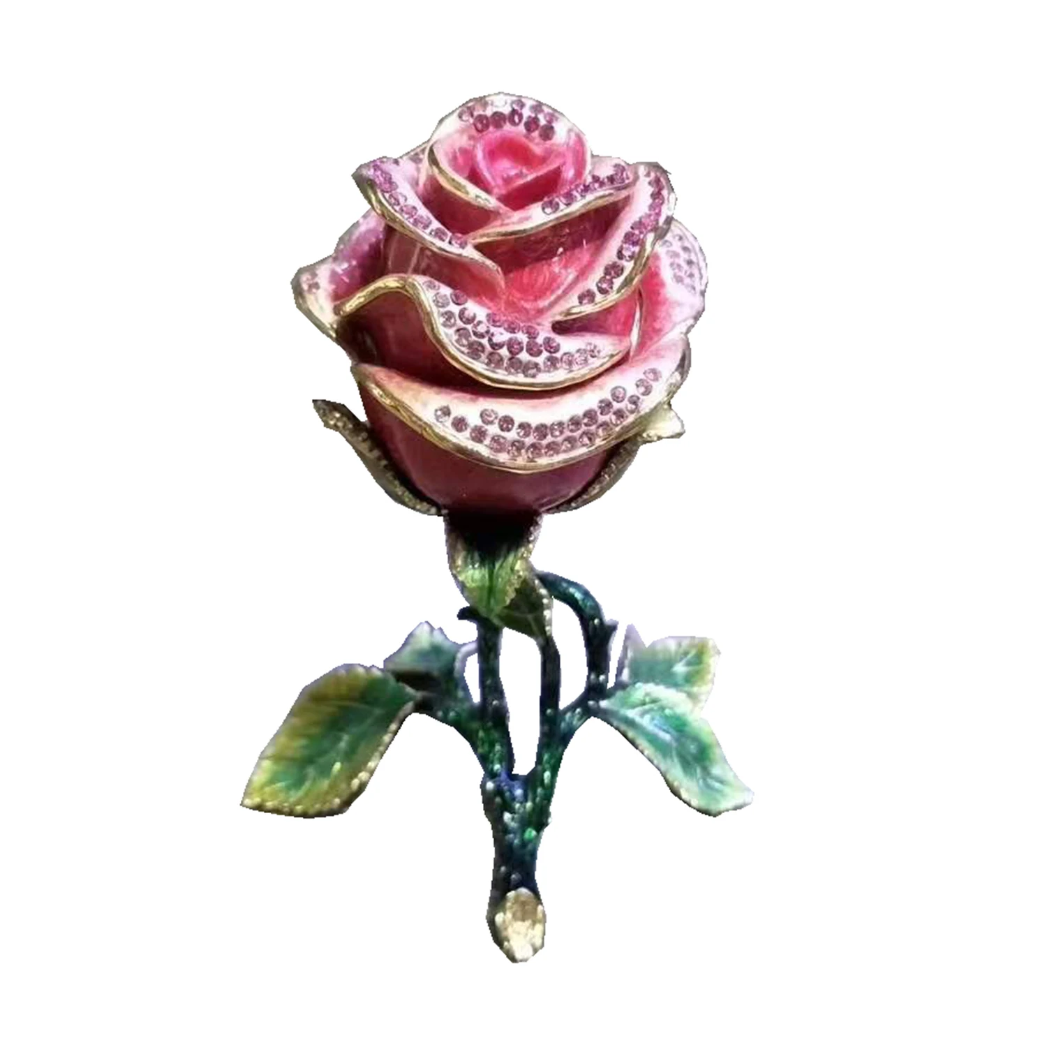 Rose Flower Trinket Jewelry Box, Metal Tabletop Decoration,Ring Holder, Valentine's Day, Birthday Present for Her - view 6
