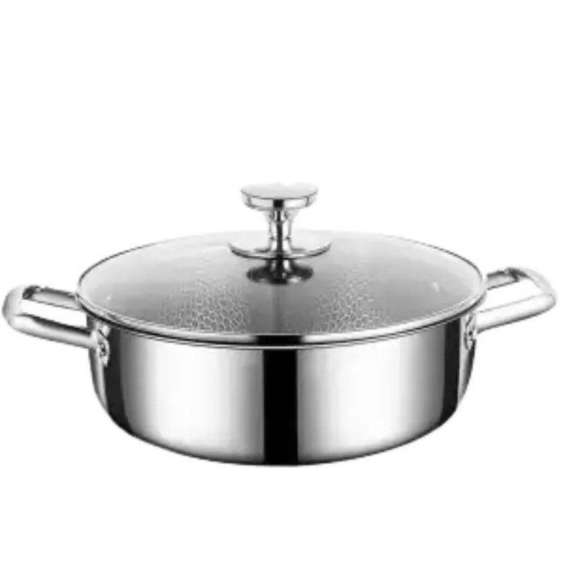 

28CM Stainless Steel Soup Pot Honeycomb Non-stick Pot Oil-free Household Hot Induction Cooker Gas Stove Universal Soup