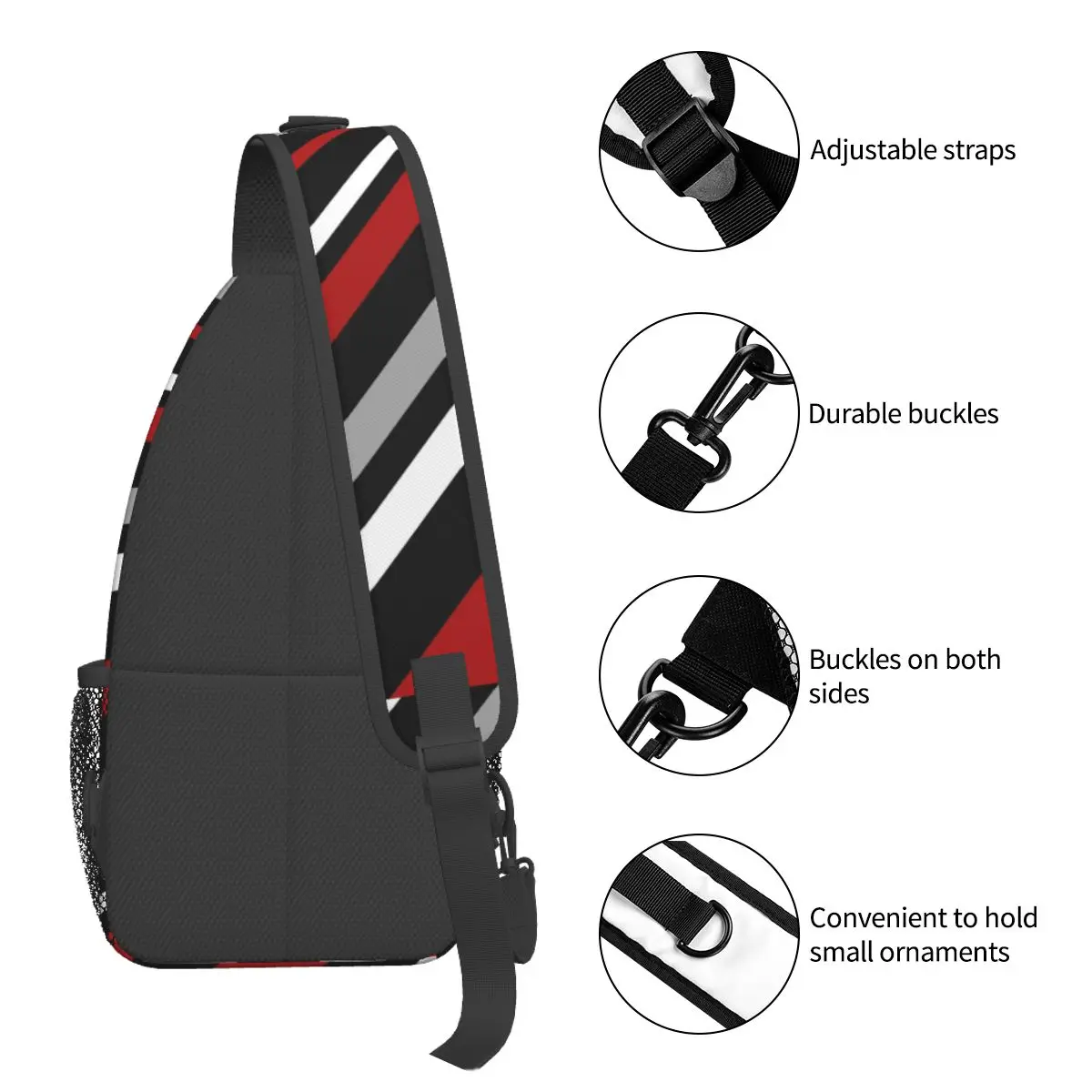 Diagonal Stripes Sling Bags Chest Crossbody Shoulder Sling Backpack Outdoor Sports Daypacks Abstract Geometric Casual Satchel