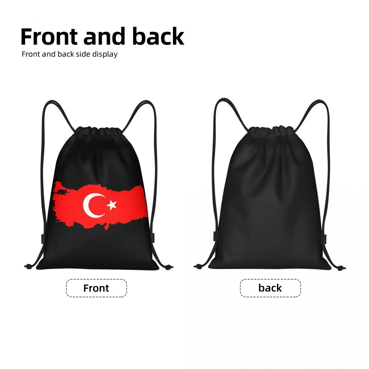 Mochila con cordón y mapa de la bandera de Turquía para hombre y mujer, bolsa de entrenamiento portátil con luna y estrella turca, saco deportivo para gimnasio