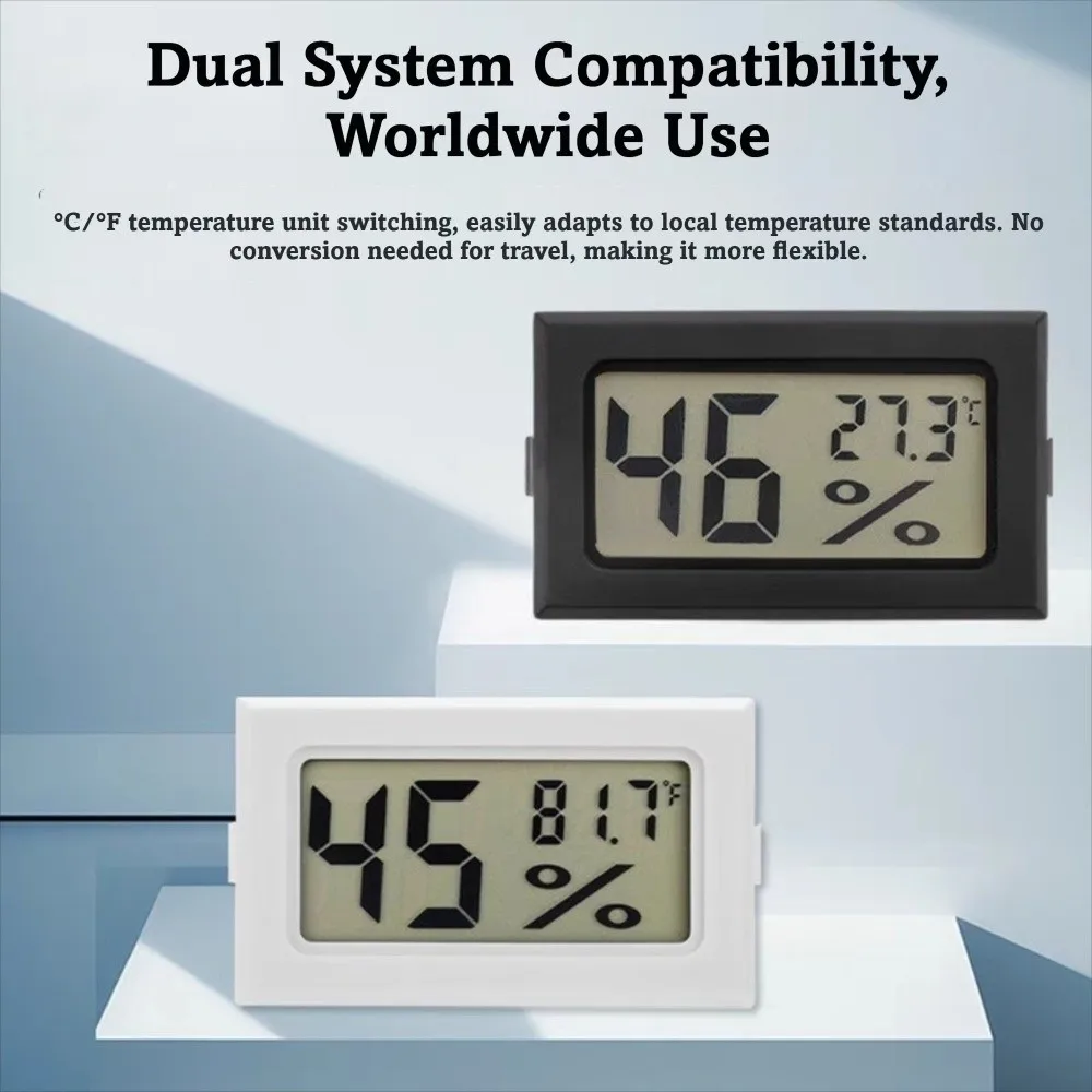 LCD Display Digital Thermometer Hygrometer Compact Size Digital Sensor Mini Weather Station Battery Not Included Mini Design