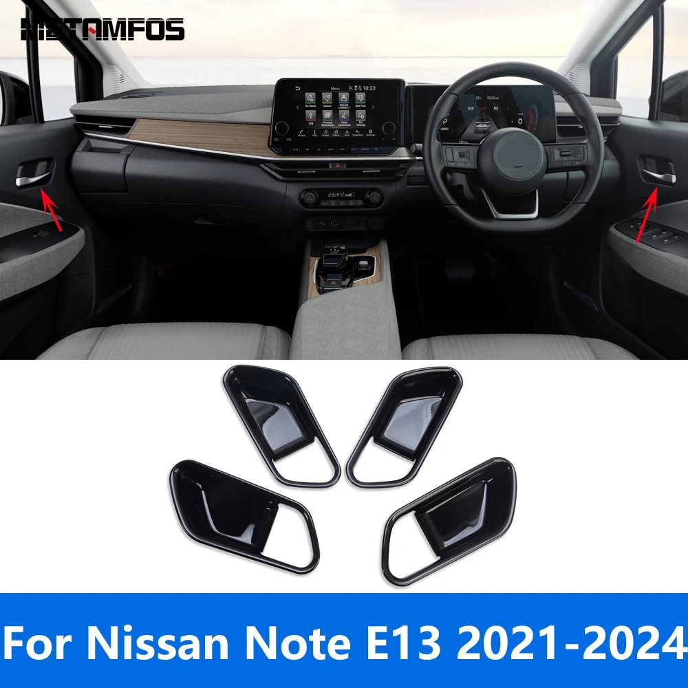 

Interior Door Handle Bowl Cover Trim For Nissan Note E13 2020-2022 2023 2024 Black Protector Sticker Accessories Car Styling