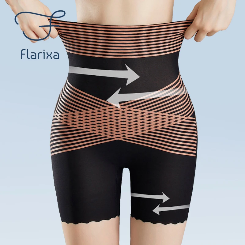 Flarixa 2024 New High Waist Slimming Shorts Under the Skirt Women Tummy Control Shorts Slimming Belly Underwear Mesh Body Shaper