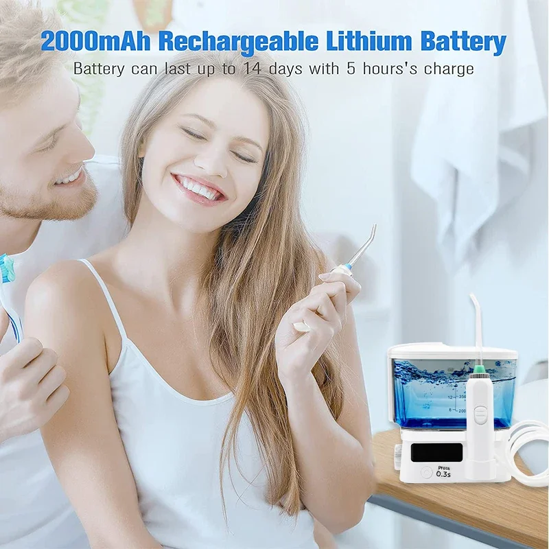 Water Flosser Thread Dental Floss Oral Irrigator with Rechargeable Battery 4 Nozzles Dental Irrigator Teeth Whitening Teeth Care
