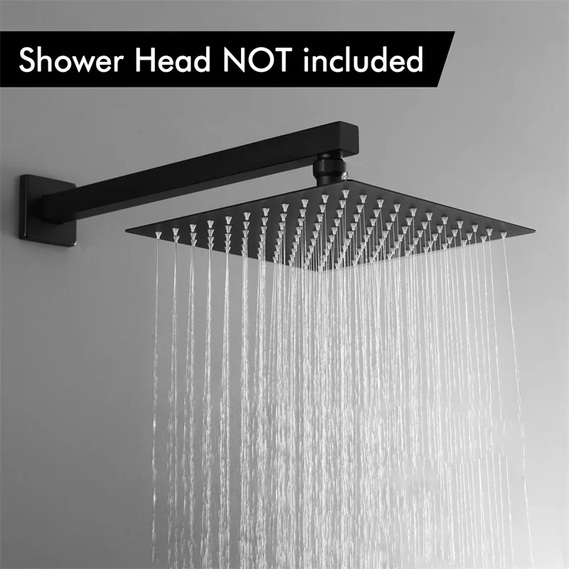 40CM Black Shower Arm Tube Stainless Steel 16 Inch Wall Mounted Extension Pipe Arm for Bathroom Rainfall Shower Head Accessories