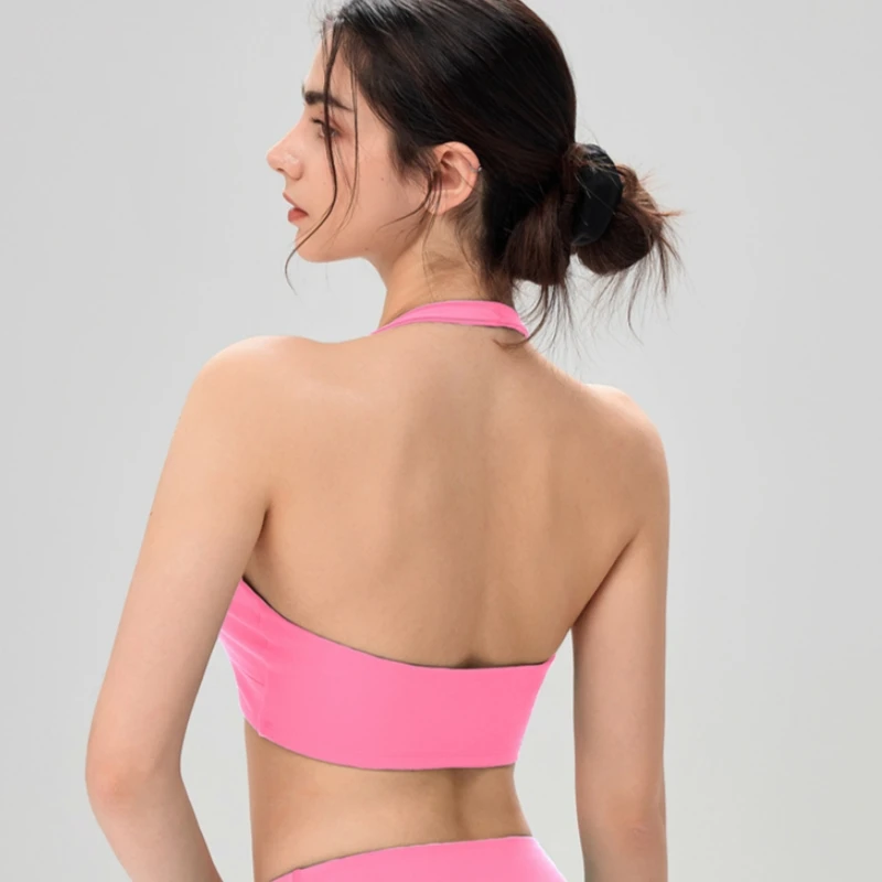 

Спортивный бюстгальтер-халтер без спинки для фитнеса, дышащий топ для йоги больших размеров с высокой степенью поддержки и вкладышами