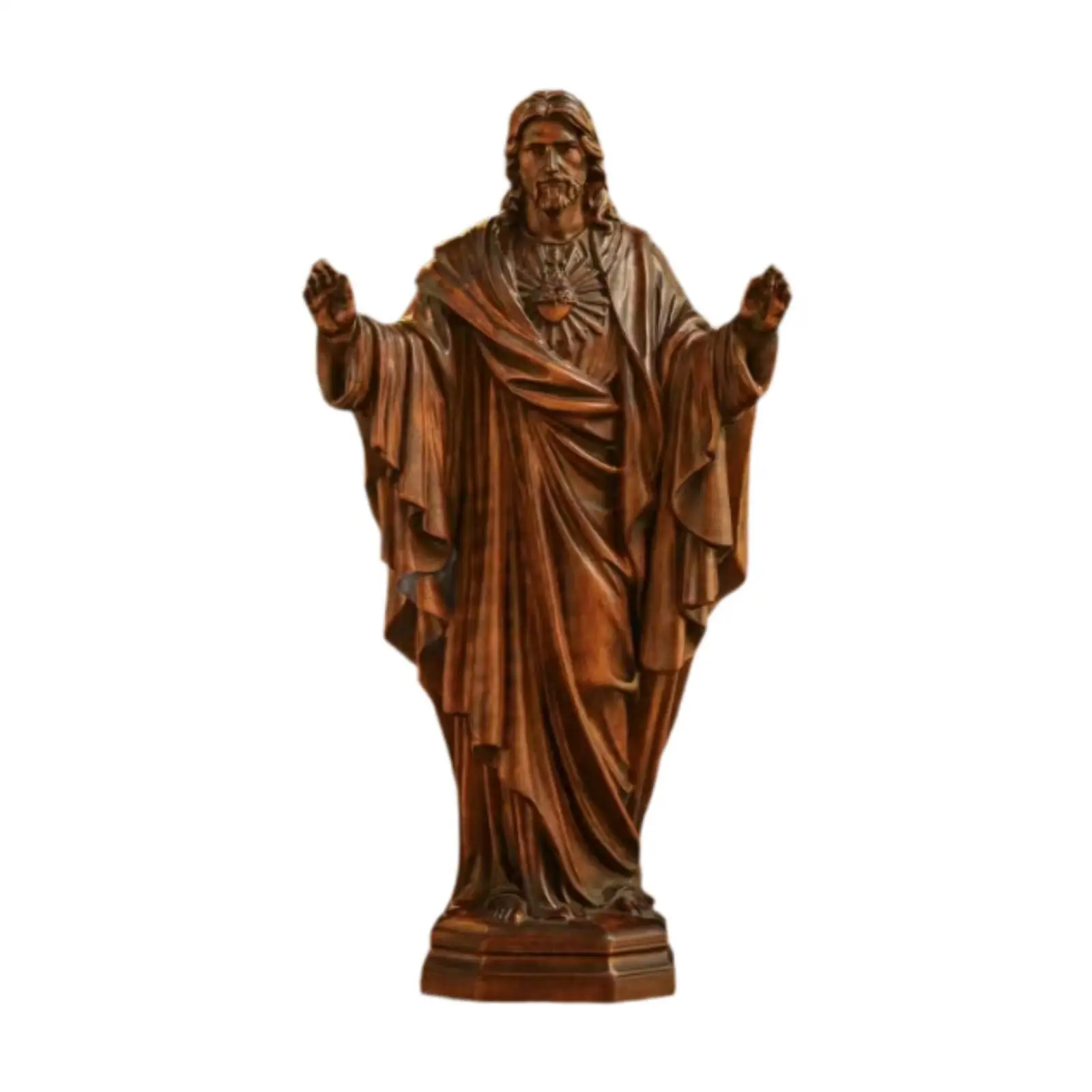 Jesus Christ Statue Wooden Sculpture for Fireplace Festival Countertop