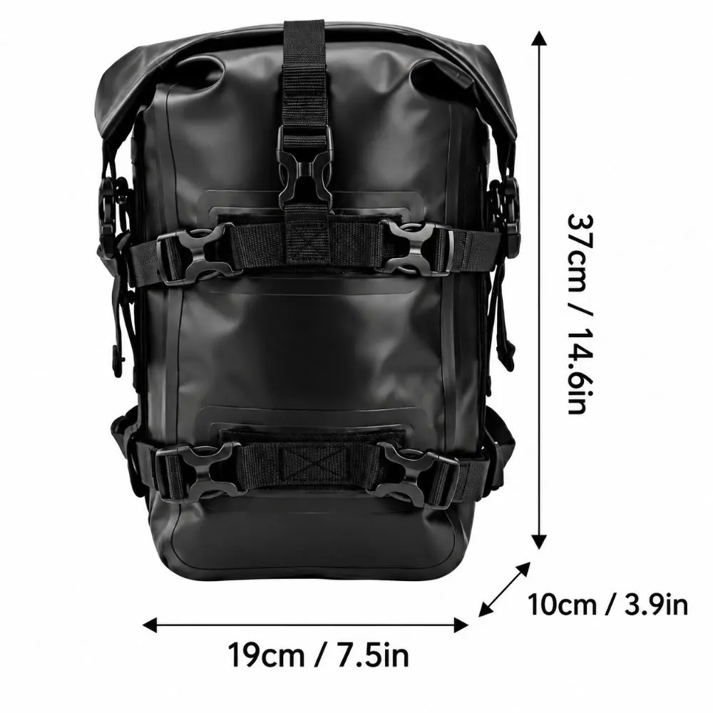 Black Motorcycle Crash Bar Bag IPX7 Waterproof Easy Installation Motorcycle Side Bag 5 To 8 L Adjustable Capacity