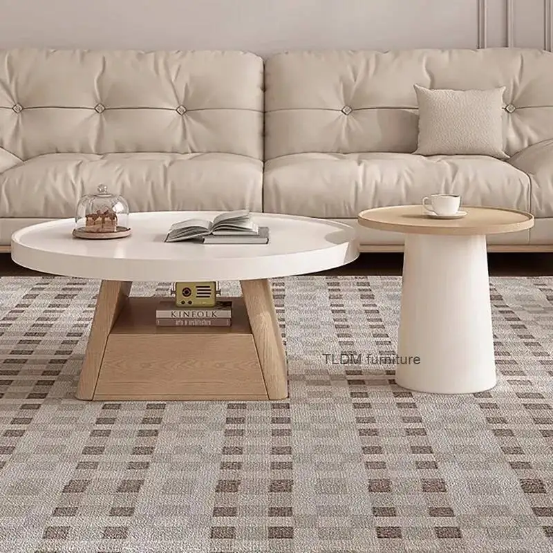 طاولات القهوة ذات التصميم الحديث، طاولة القهوة الفاخرة الخفيفة ذات الطراز البسيط، تخزين أنيق، أثاث غرفة المعيشة #1