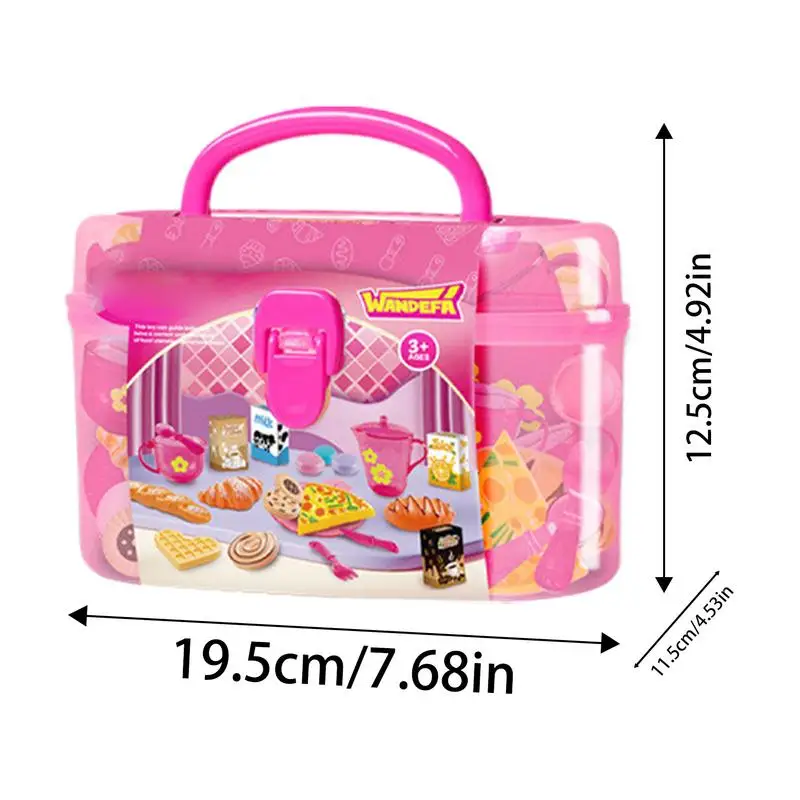 Kids Kitchen Playset Toddler Kitchen Set with Toy Food Portable Toddler Food Playset with Storage Case for Home Daycare Center