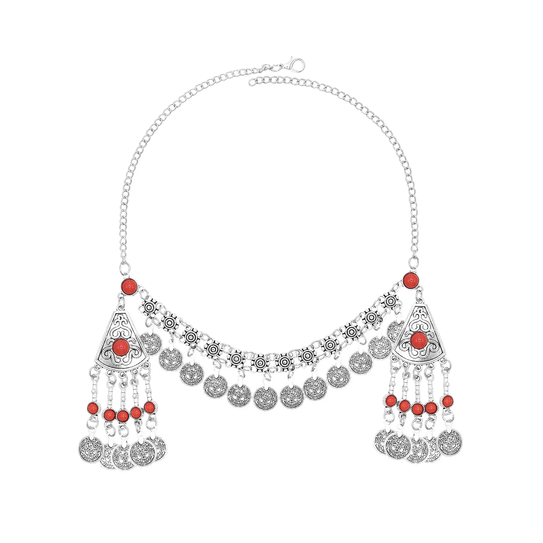 East Asian Vintage Women Hair Jewelry Ethnic Long Coin Tassel Chains Headband Feminina