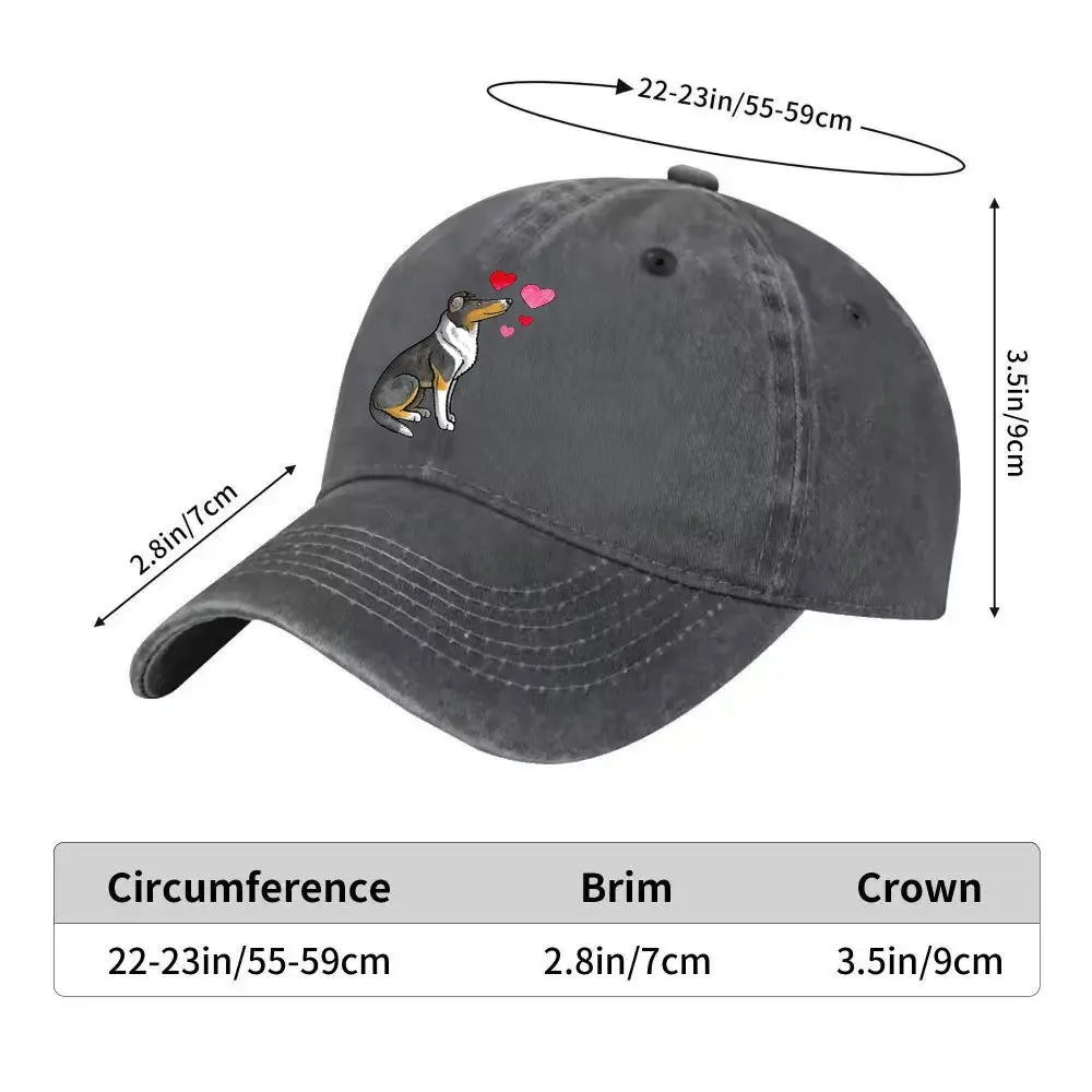 Smooth Collie Baseball Cap Washed Denim Adjustable for Outdoor Sports Daily Casual Wear