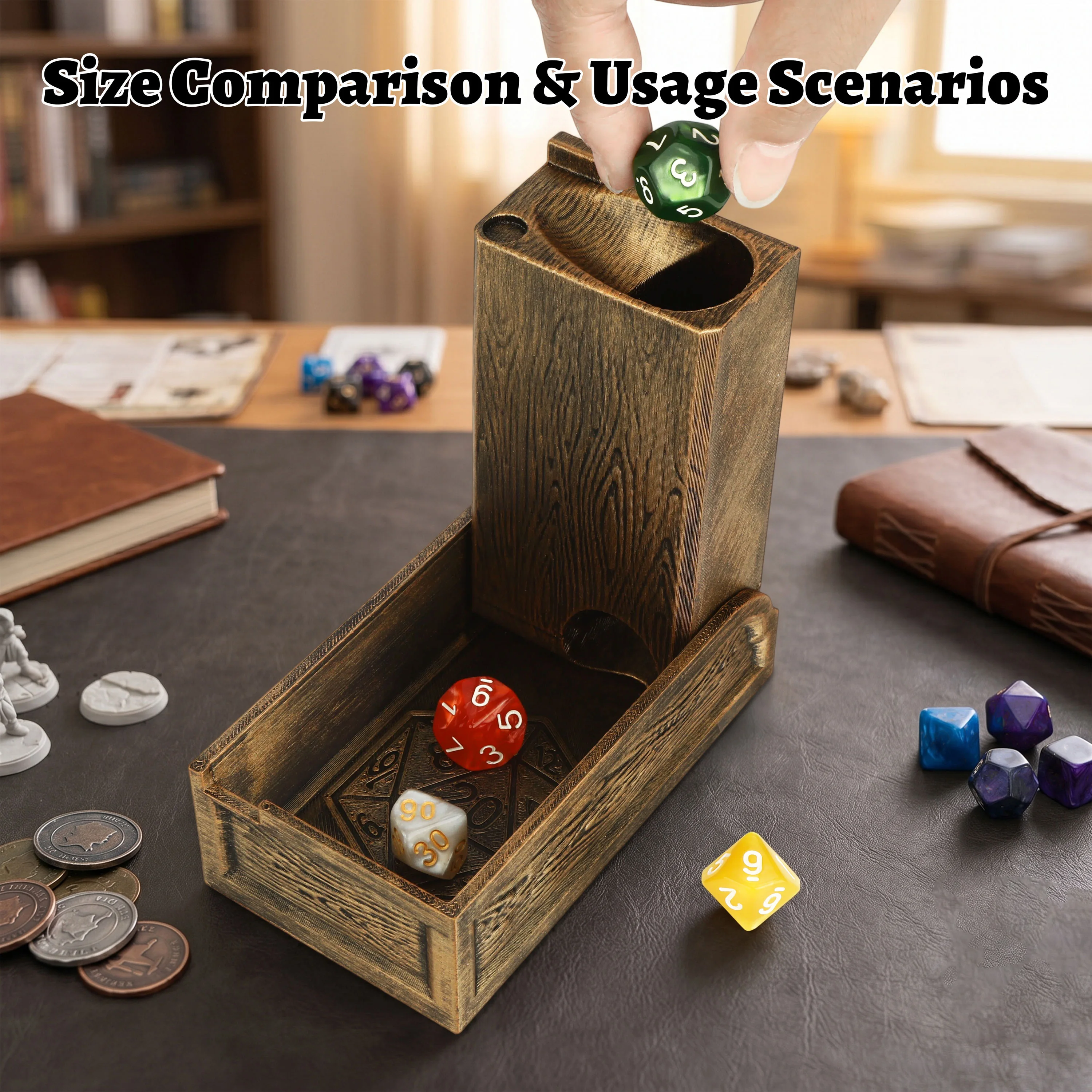 Foldable Dice Tower for Tabletop RPG Games, Dice Rolling Accessory with Portable Folding Design, Fair & Random