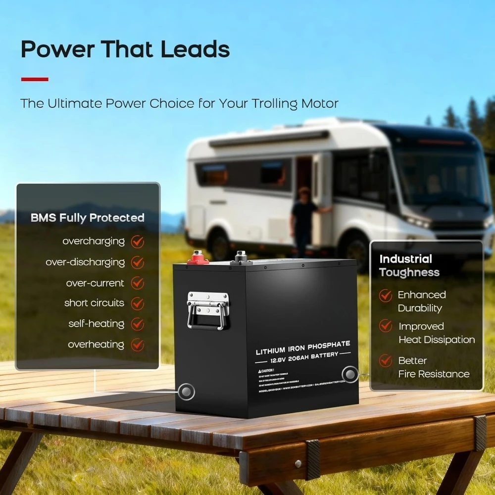 

Литиевая батарея LiFePO4 12В 206Ач, 8000-12000 глубоких циклов, со встроенным нагревателем и защитой от низких температур, умная BMS, на заказ