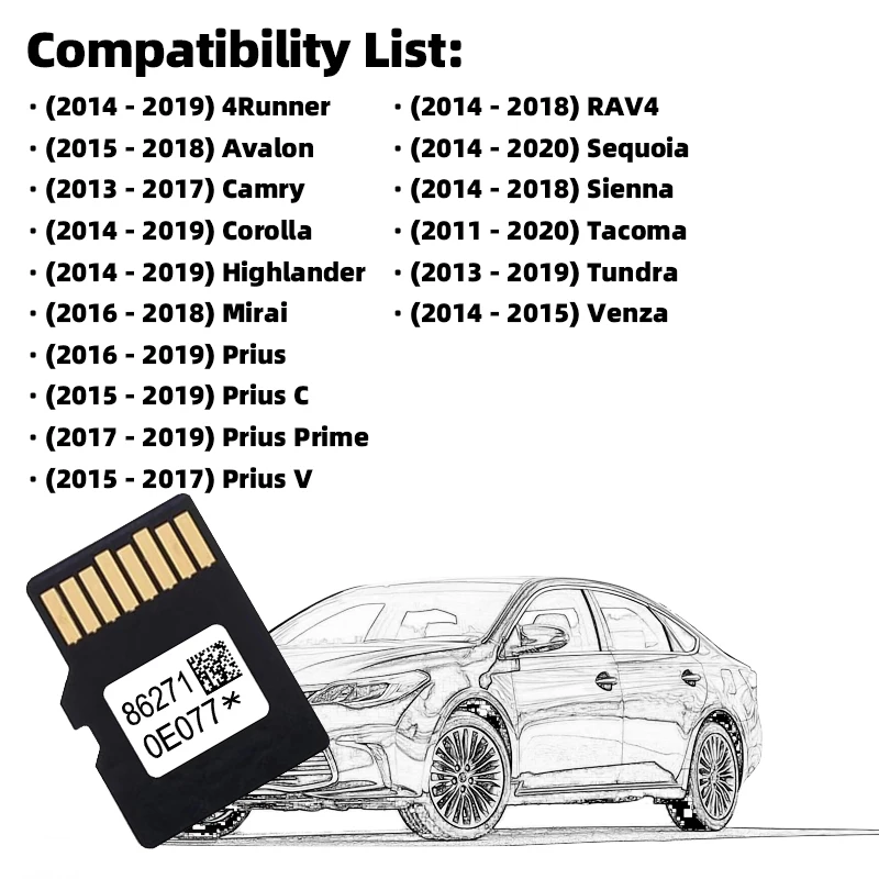 for Toyota Prius 4Runner 2025 Navigation Card Latest Update OEM 86271-0E077 Accessories