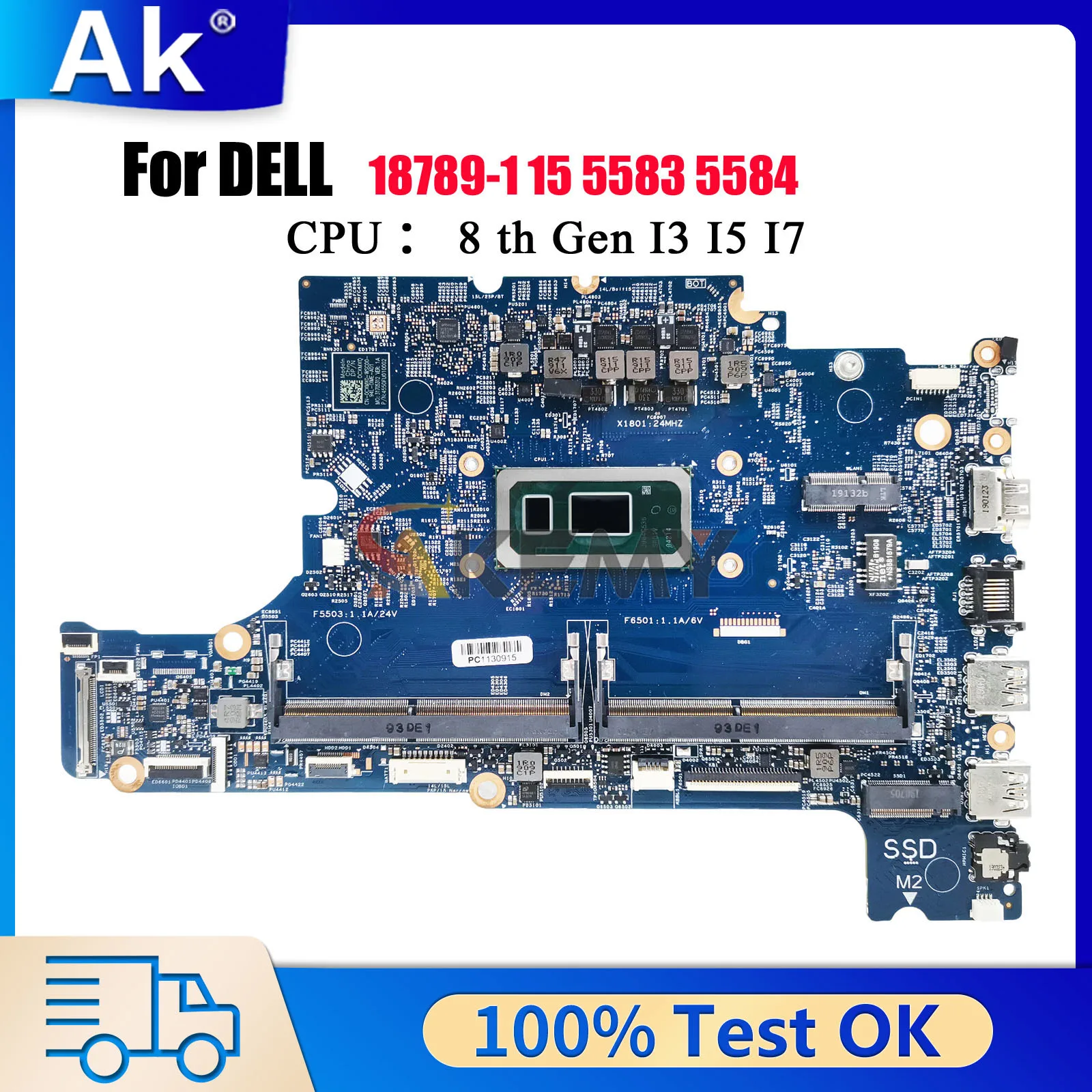 

18789-1 Mainboard For Dell Inspiron 15 5584 with i5 i7 CPU CN-0F62D6 0F62D6 Tested OK