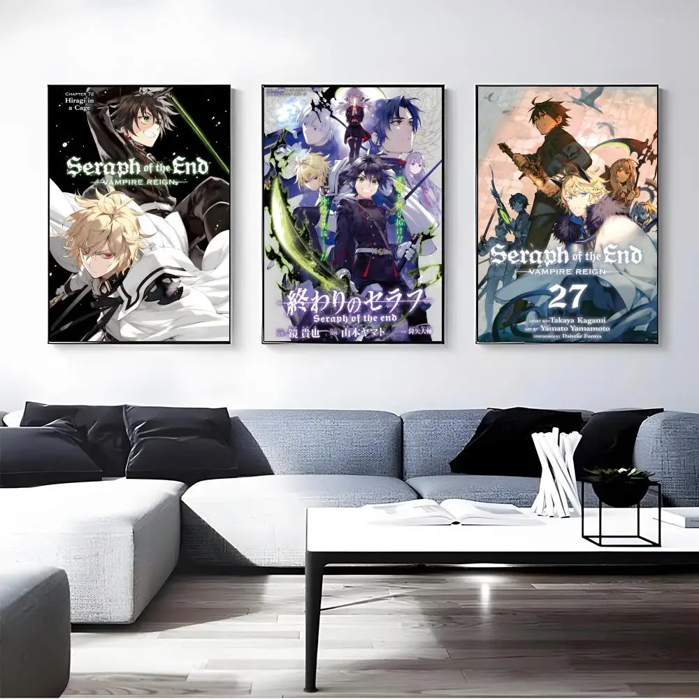 Anime Seraph of The End Poster Self-adhesive Art Waterproof Paper Sticker Coffee House Bar Room Wall Decor