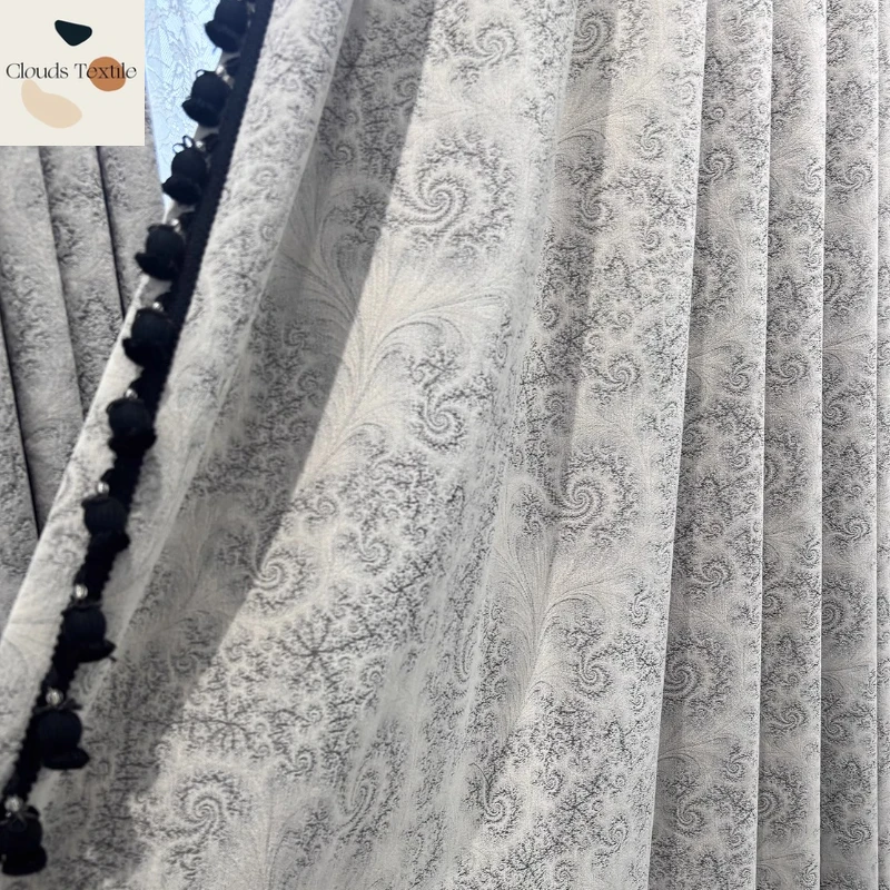 

Custom Size！！French High-end Unique Pattern Design Chenille Blackout Fashion Curtains for Living Dining Room Bedroom Decor