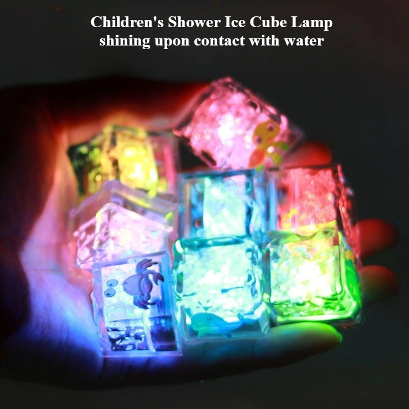 Cube de glace lumineux pour enfants, 6 pièces, jouet de bain, lumière LED, accessoires lumineux colorés pour Bar, Club, fête à boire