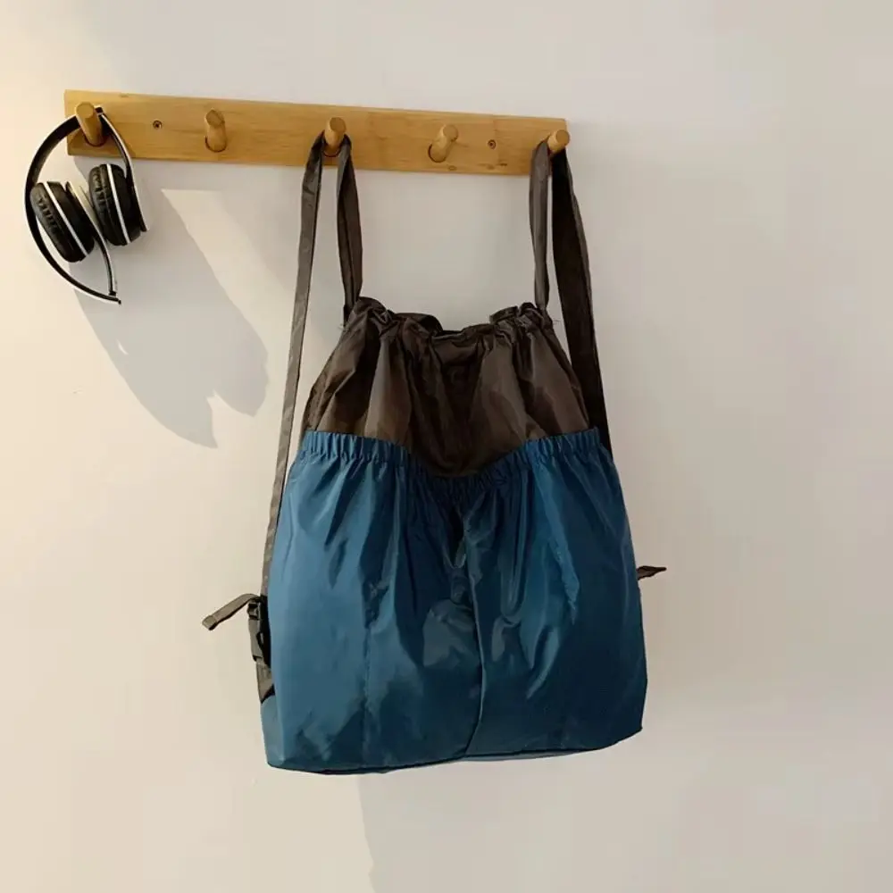 Large Capacity Foldable Backpack Waterproof Reusable Travel Drawstring Bag Comfortable Handle Multi-functional