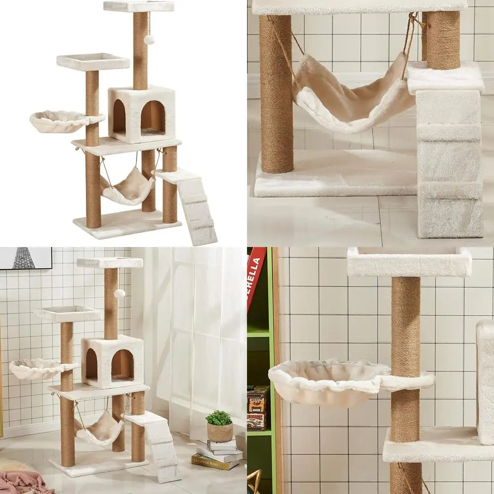 

Многоуровневая кошачья башня с когтеточками, 51-высокий кондоминист, гамак, центр активности для кошек