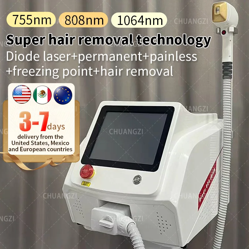 Professional Diode Laser Hair Removal 808nm Painless Machine 3 Waves Three Wavelength Portable Beauty Equipment