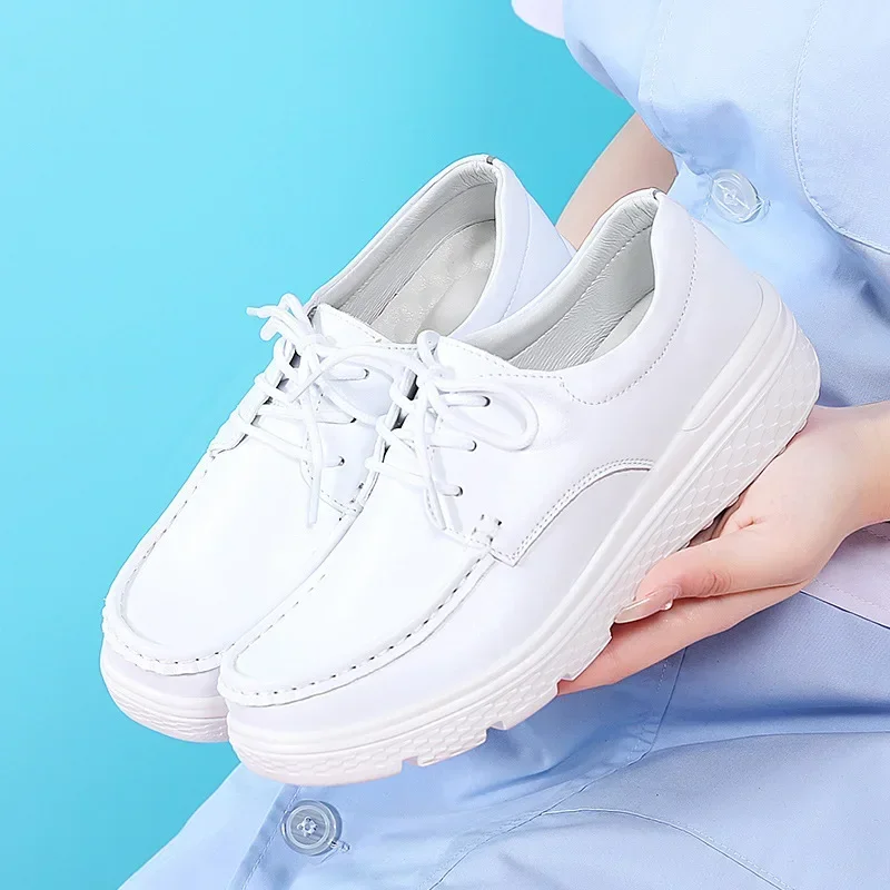 Shoes for Women Walking Shoes Loafers Wedge Lace Up Sneakers Thick Bottom Comfortable Nurse Work Shoes  Zapatos De Mujer 34-42