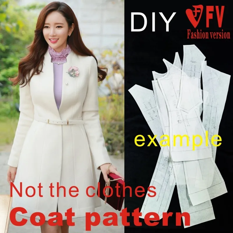 Ladies' Stand Collar Slim Coat Garment Real Pattern Sewing Drawing BFY-172