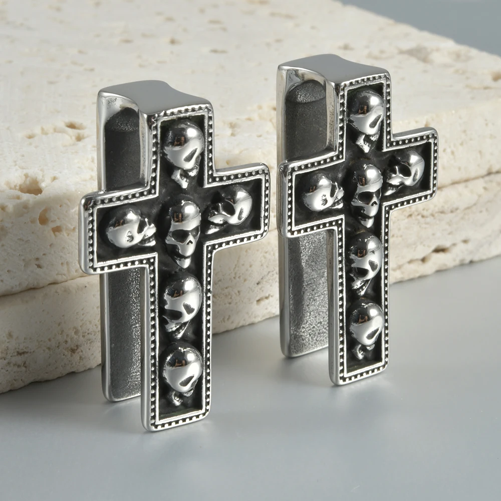 1PC Cross Skull Stainless 316L Steel Ear Weight Ear Hanger For Stretching Ear Expander Dangle Gauge Punk Piercing Jewelry