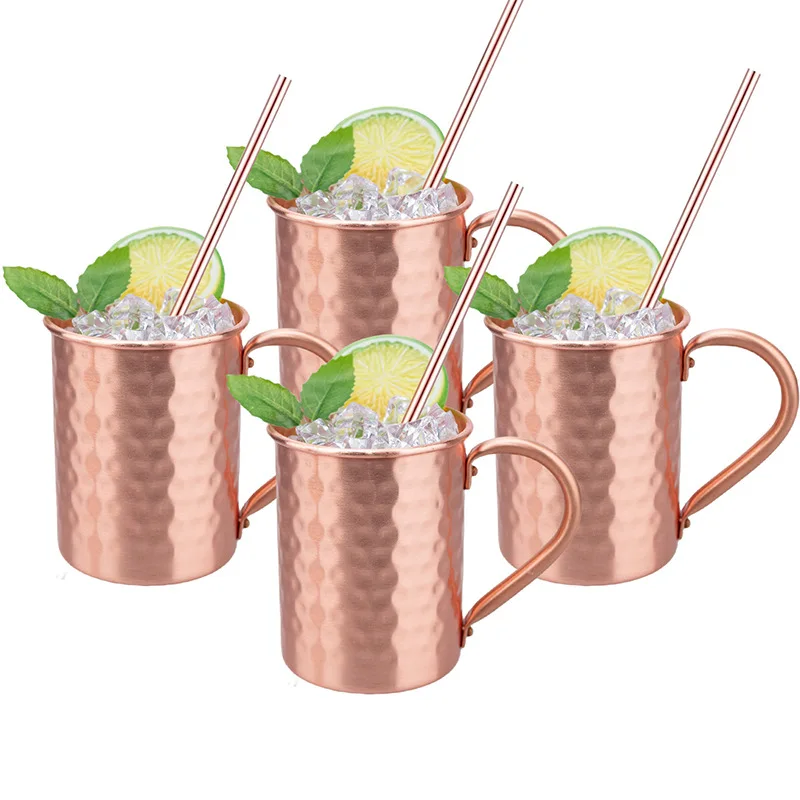 

2/4 шт., 400 мл, кованая Московская кружка-мула из чистой меди — коктейльная чашка ручной работы для миксеров для модных напитков, водов, посуды и подарков