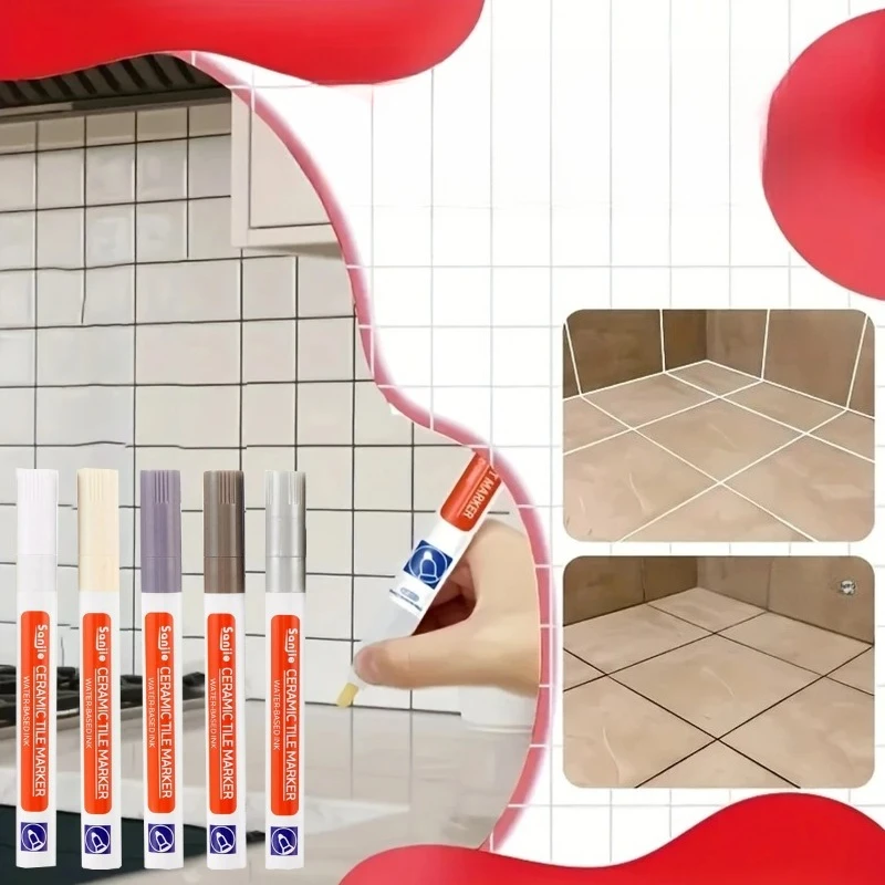1Pcs White Waterproof Ceramic Tile Grout Marker Pen Anti-Mold Filler for Bathroom Floor Gap Cleaning
