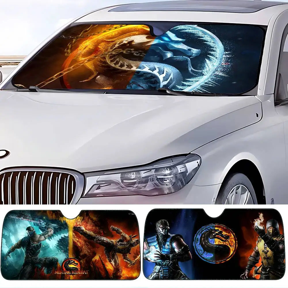 M-Mortal Kombat شخصية سيارة ظلة سيارة ظلة يغطي غطاء الزجاج الأمامي العالمي للطي قناع
