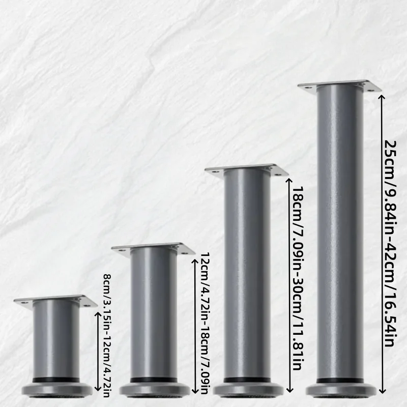 4pcs silver universal telescopic table legs wear-resistant foot pads eliminate uneven ground, used for sofas, bed frames, tables
