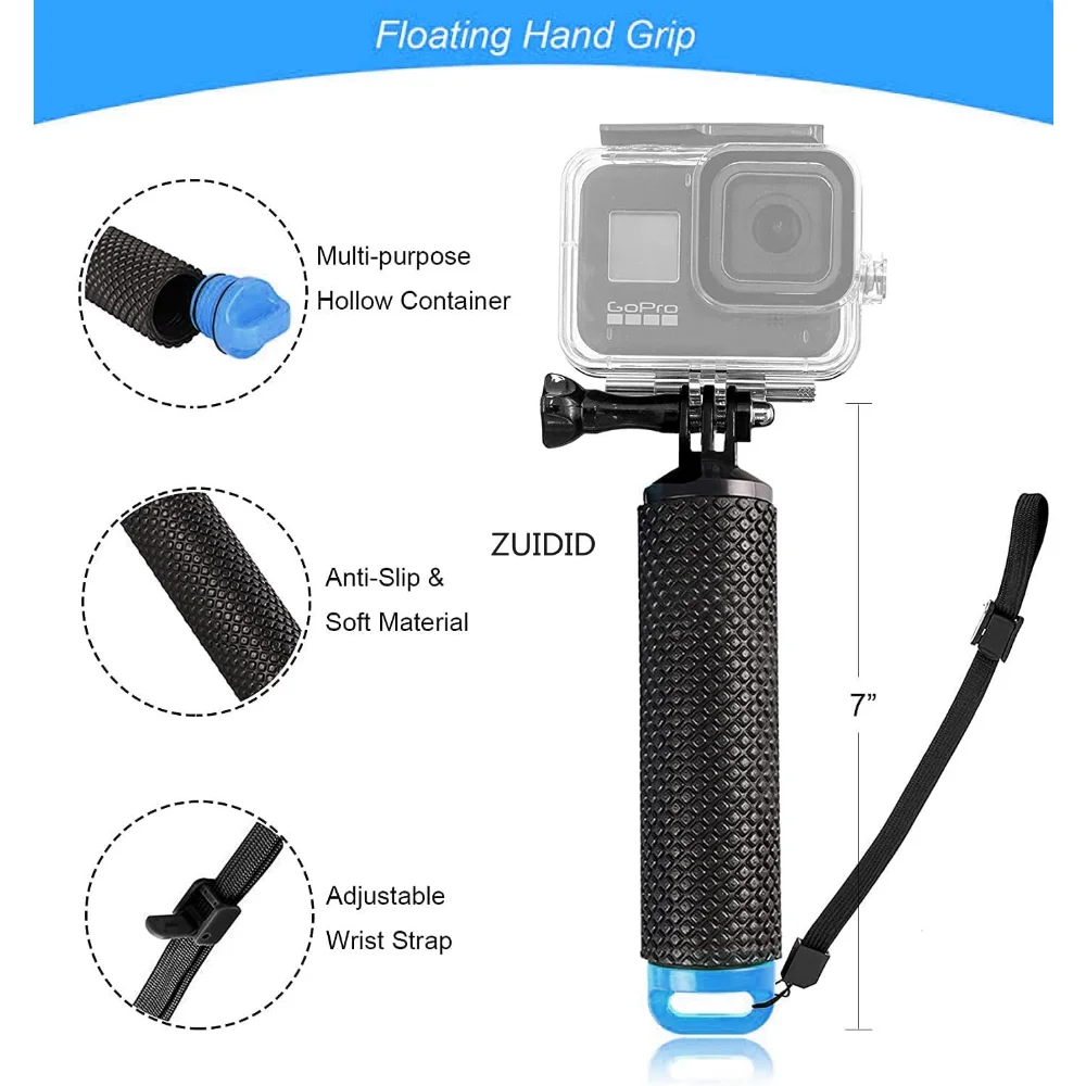 ZUIDID for Go Pro Hero 11 10 9 8 7 6 5 4 Black Waterproof Floating Hand Grip Water Sport for DJI Action for Xiaomi Yi GoPro 10 9